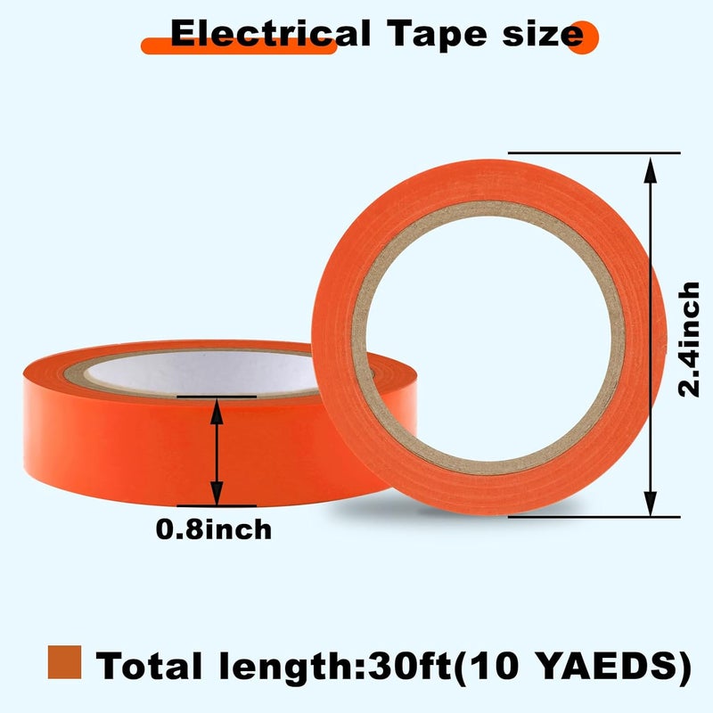 Romeda 9 Pack Electrical Tapes, Electrical Tape Water, Sun, and Oil Resistant, Electrical Tape is Suitable for Most Domestic, Commercial, and Industrial environments - Orange - Image 2
